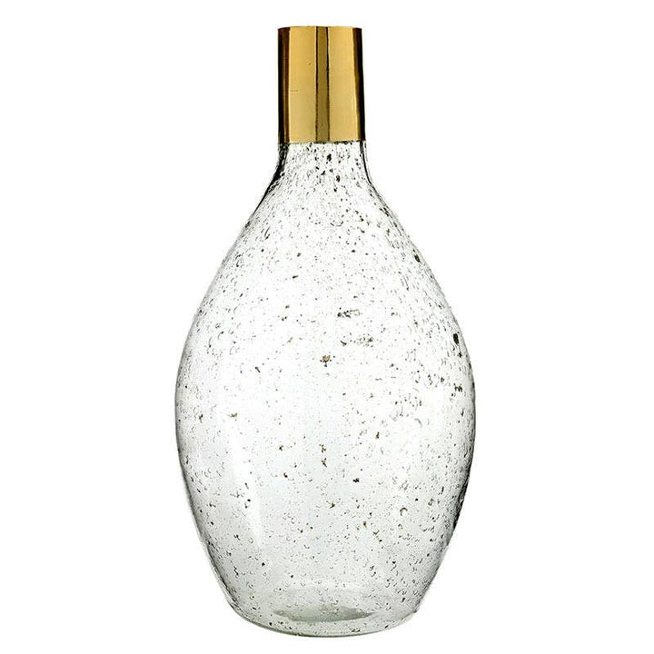 Tall Recycled Glass Vase with Gold Trim