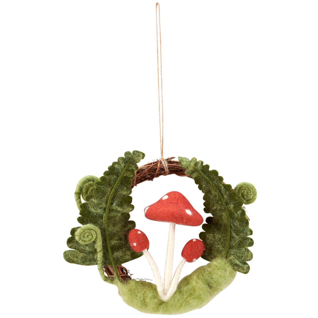 Mushroom Fern Felt Wreath