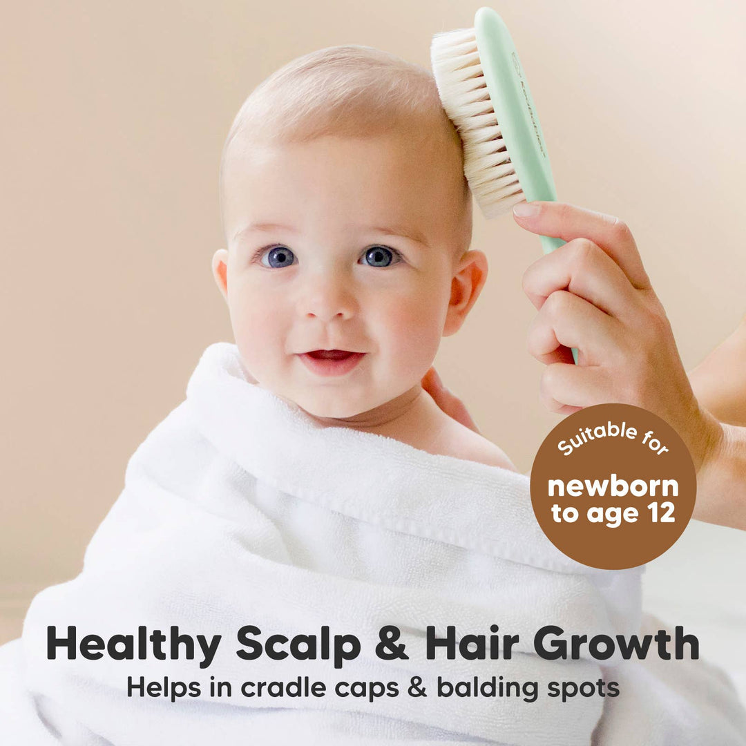 KeaBabies Baby Hair Brush and Comb Set - Sage