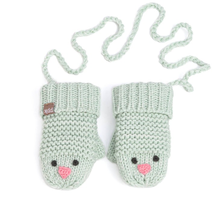 Knit Chick Mittens for Toddlers in Mint Green