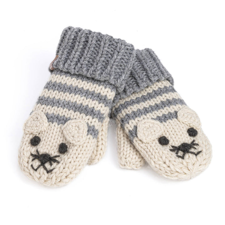 Knitted Cat Mittens for Toddlers & Kids