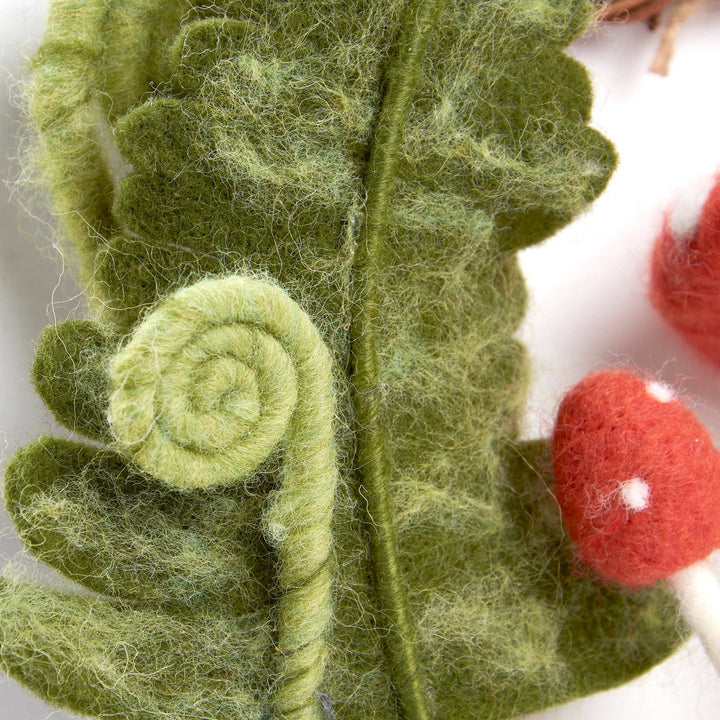 Mushroom Fern Felt Wreath