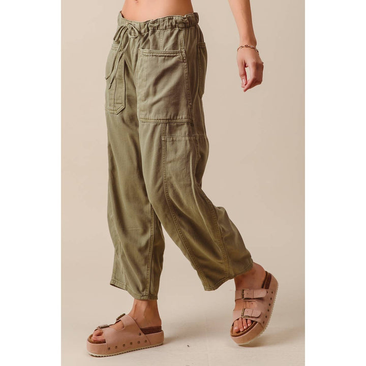 Olive Mid Rise Wide Leg Pant