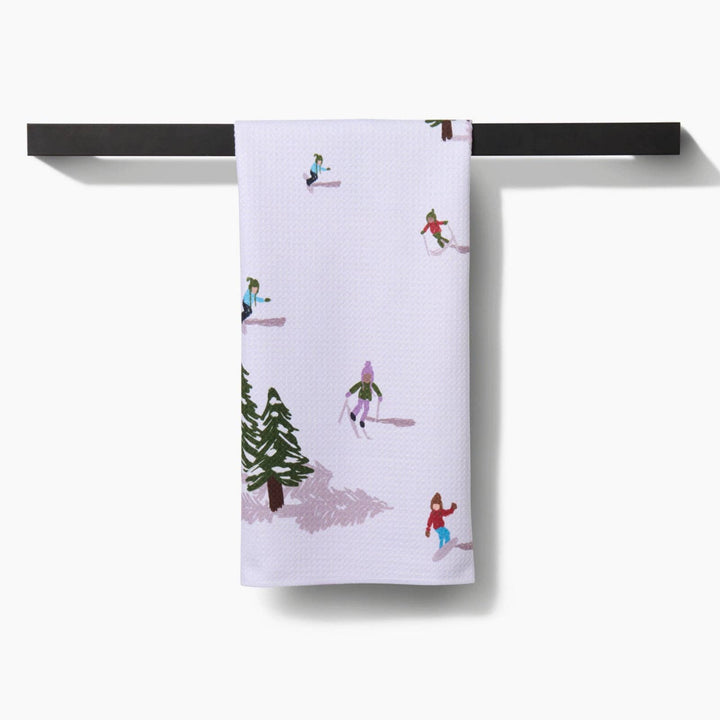 Winter Skiing Trip Tea Towel by Geometry