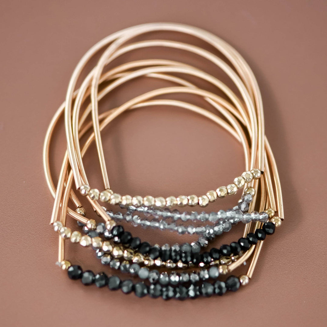 Boho Layered Spring Coil Guitar String Bracelet Set