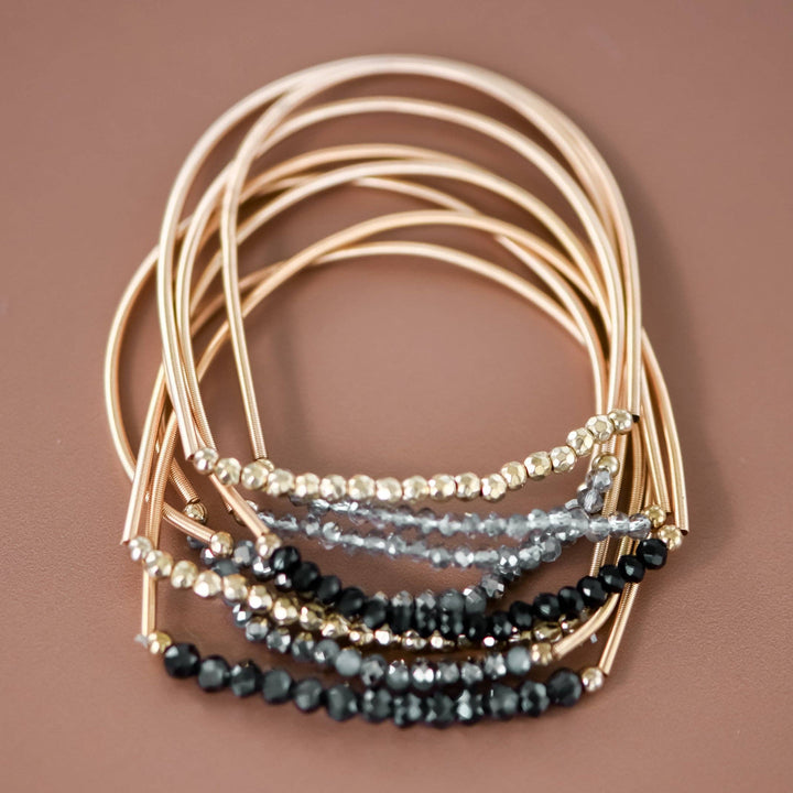 Boho Layered Spring Coil Guitar String Bracelet Set