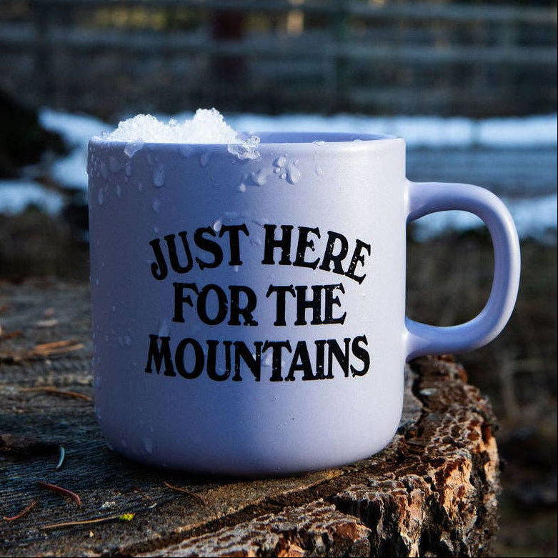 Just Here For The Mountains Lilac Mug