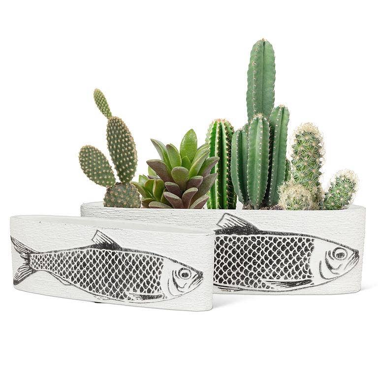 Metallic Fish Oval Planter