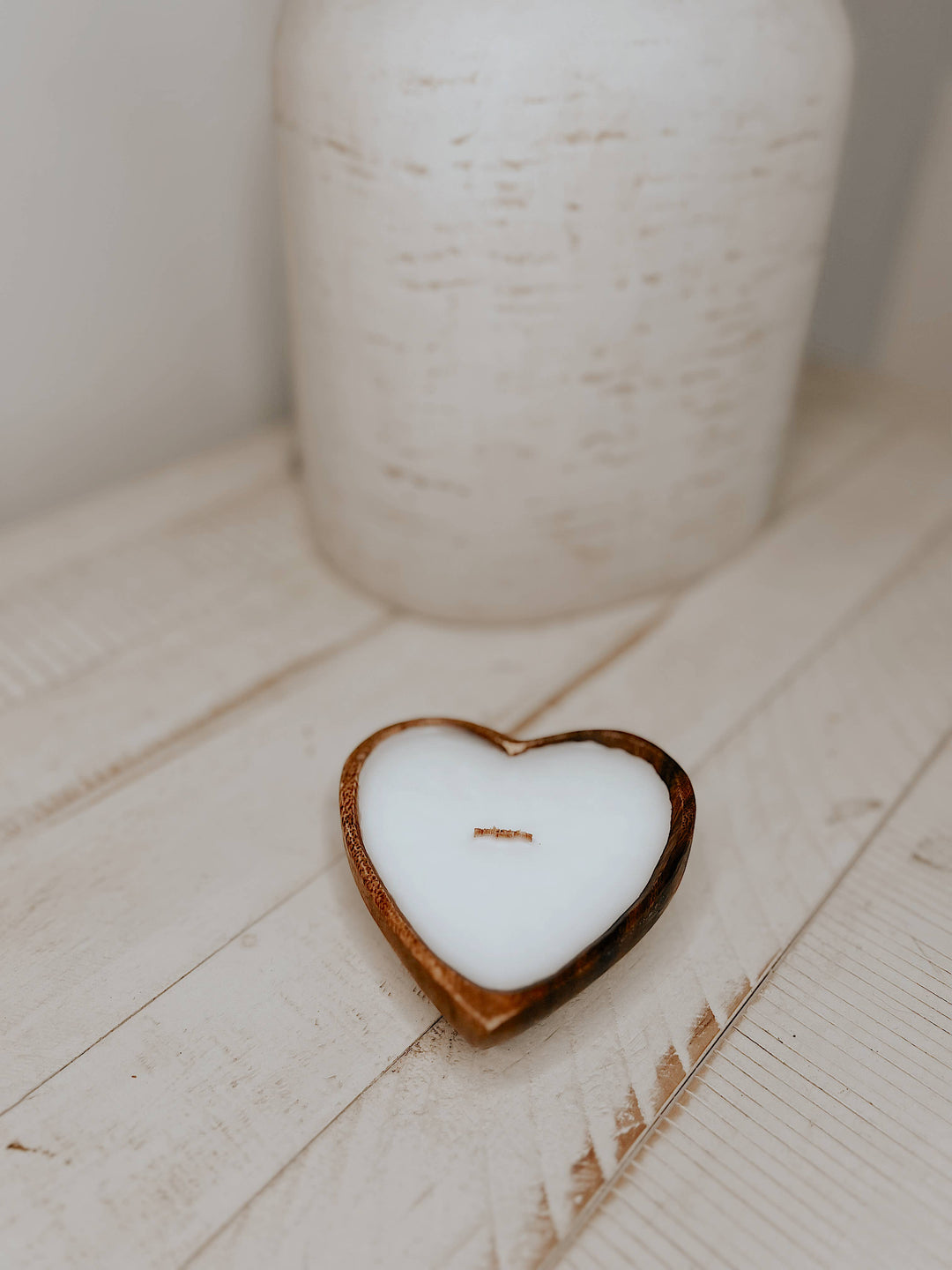 Wooden Heart Bowl Candles