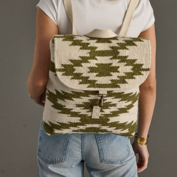 Cream & Olive Western Backpack