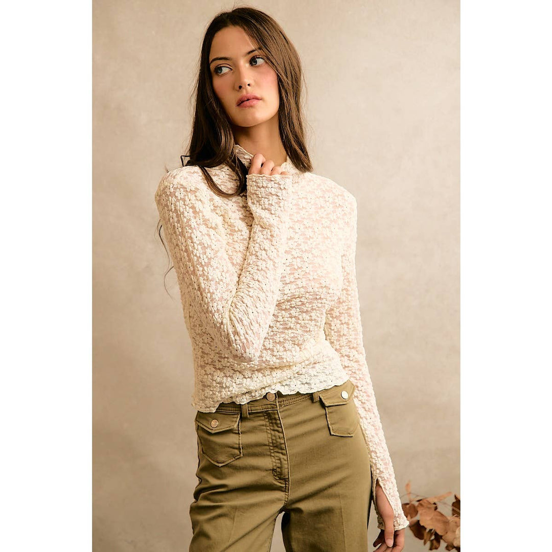 Ivory Floral Stretch Top