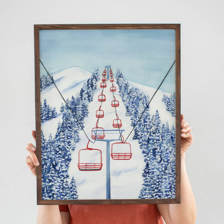 Ski Lift Watercolor Art Print