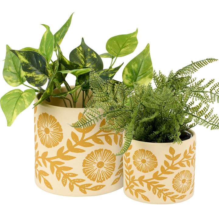 Yellow Folk Art Small Planter