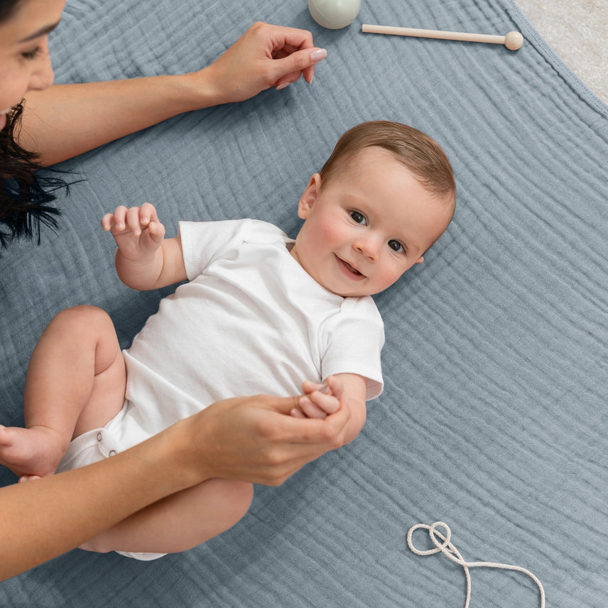 Pacific Blue Muslin Cotton Blankets by Comfy Cubs