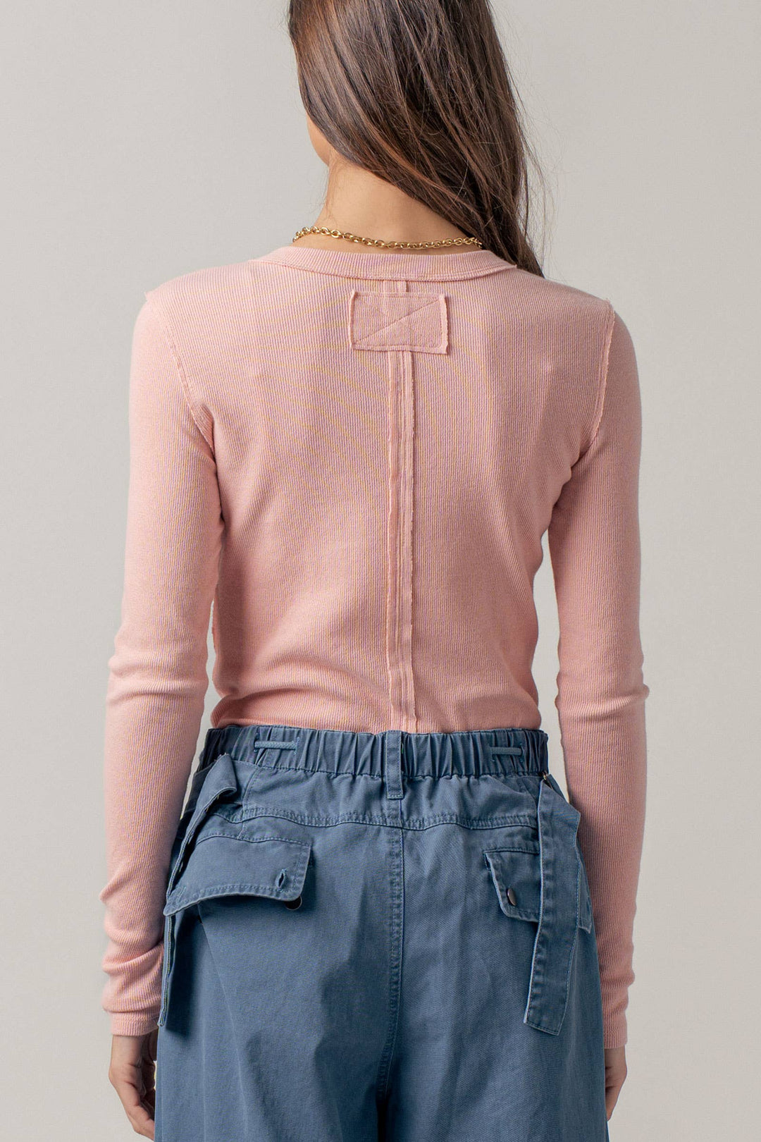 Ribbed Henley Long Sleeve Top - 3 colors