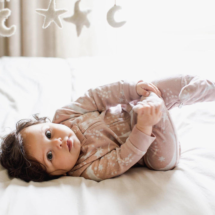 Celestial Moon Polarbee™ Fleece Pajamas in Organic Rose