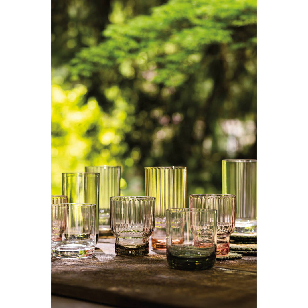 Acrylic Fluted Double Old Fashioned Glass - Olive Green
