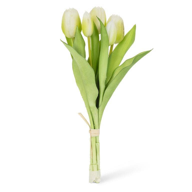 Lifelike 5 Stem White Tulip Bunch