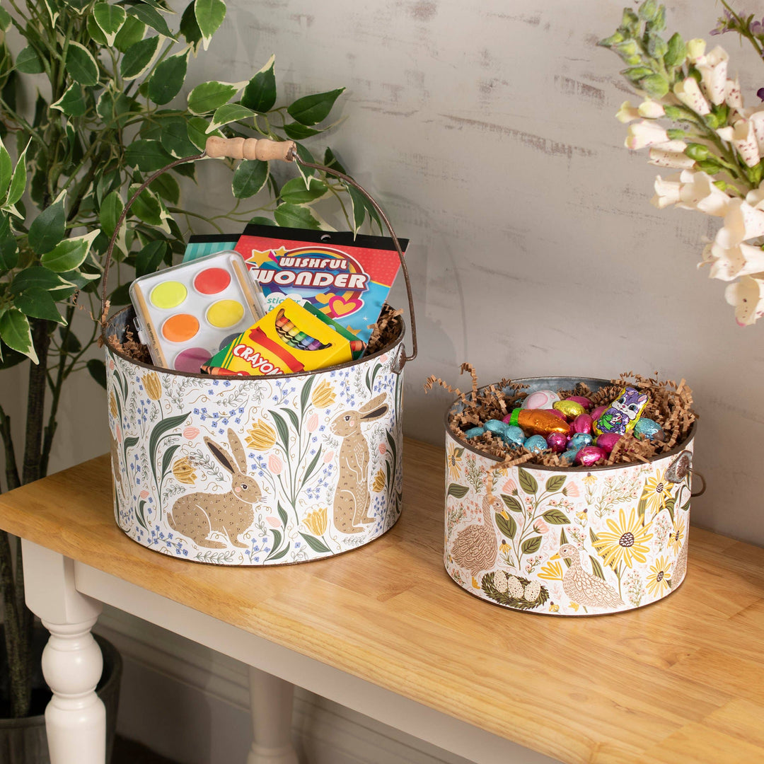 Rabbit Folk Art Bucket Set