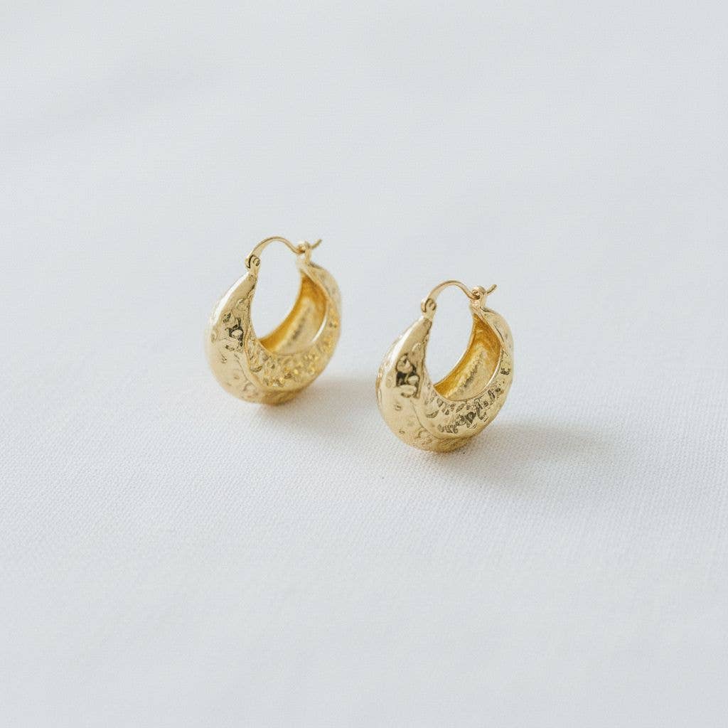 Gold Plated Pleated Drop Earrings