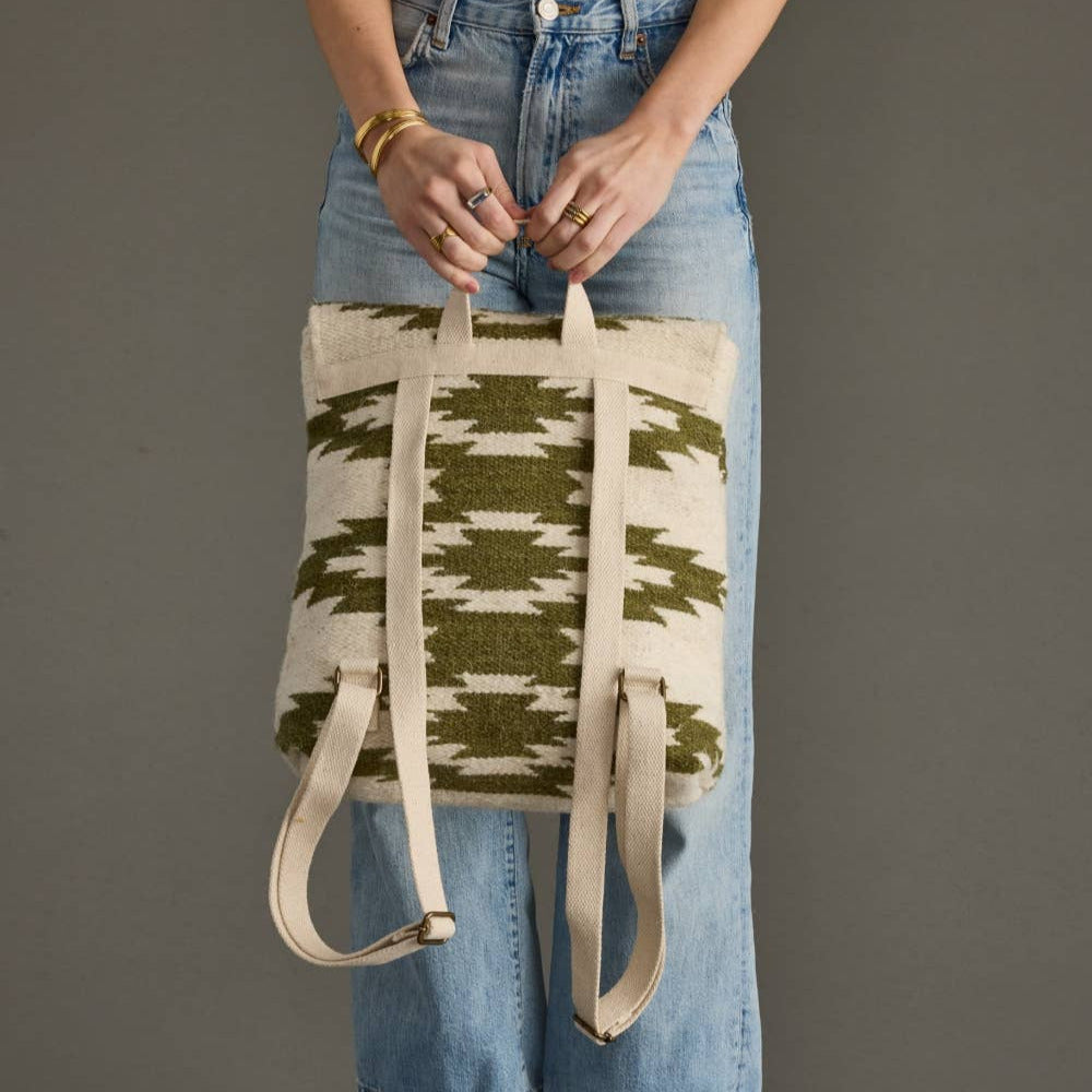 Cream & Olive Western Backpack