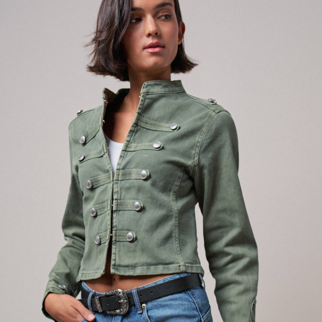 Military Double-Button Stretch Cotton Jacket
