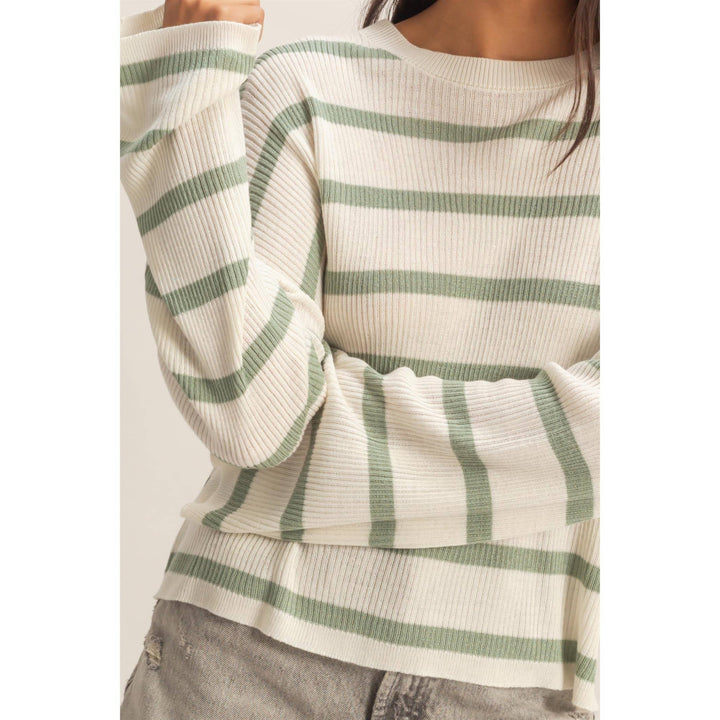 Lightweight Wide-Sleeve Striped Sweater