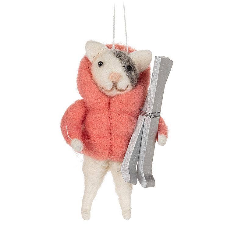 Puffy Coat Animal Ornaments-3 Assorted-5"H