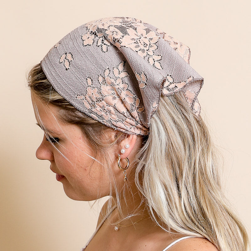 Bohemian Floral Lace Headscarf