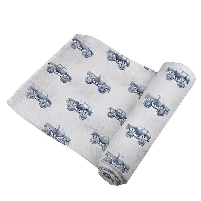 Indigo Monster Trucks Cotton Swaddle