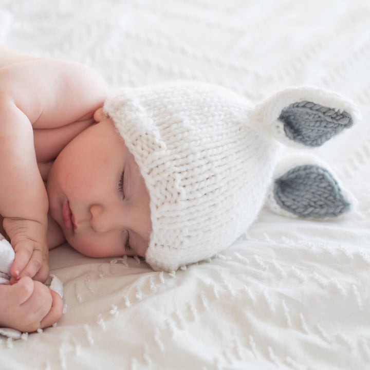 White with Grey Bunny Ears Hat