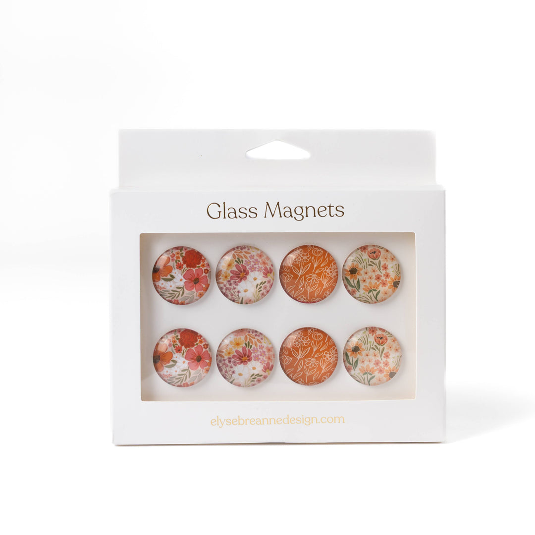 Set of 8 Glass Floral Magnets