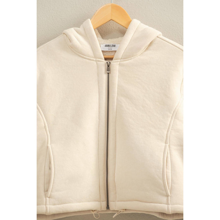 Sueded Hooded  Zip-Up Jacket