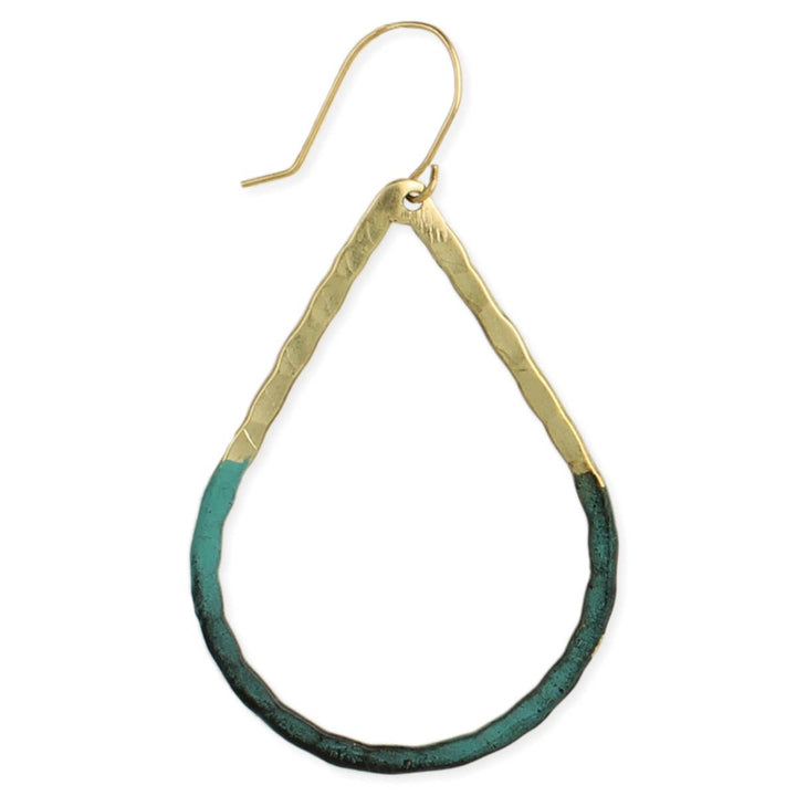 Green & Gold Patina Teardrop Earring