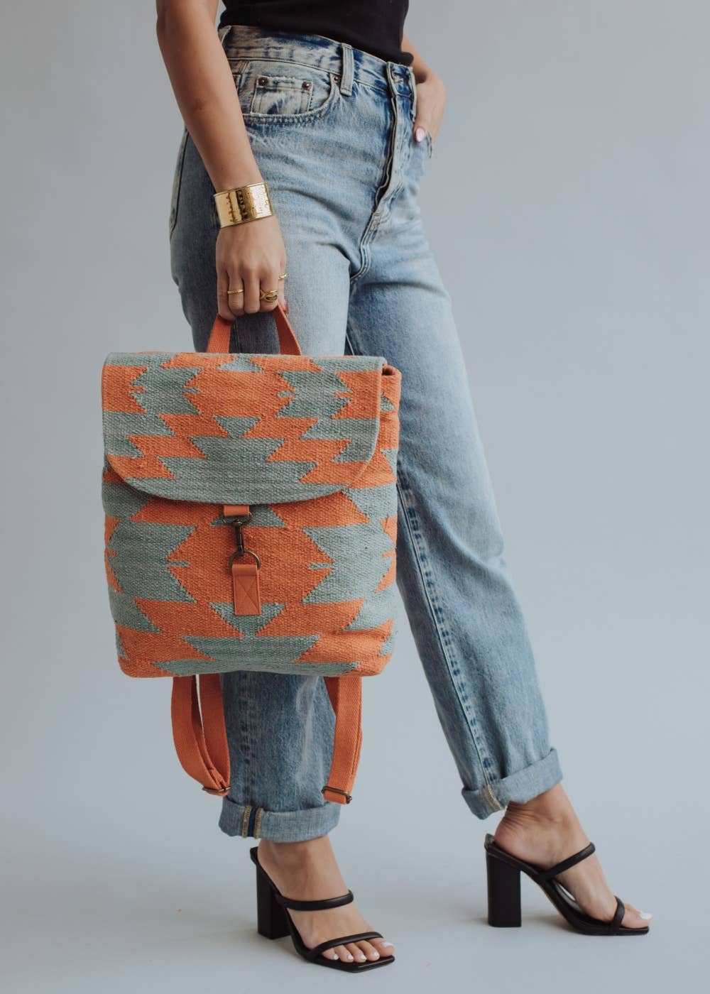 Slate & Orange Aztec Backpack