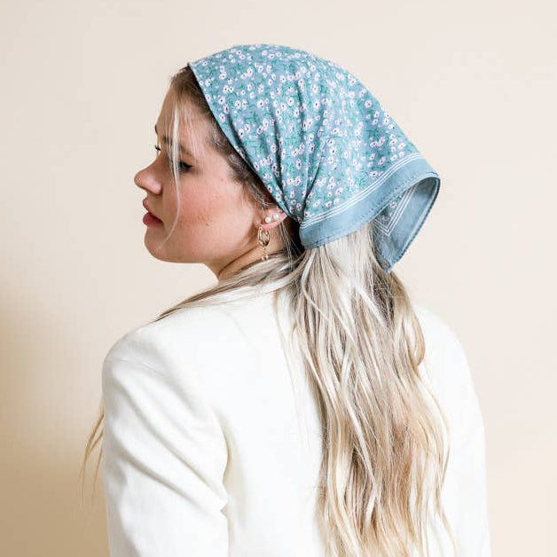 Teal Field of Flowers Bandana
