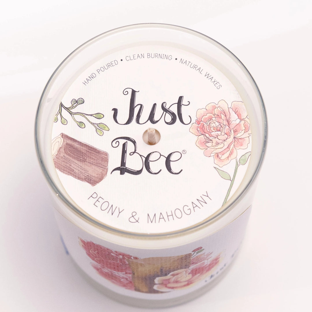 Peony & Mahogany Candle by Just Bee