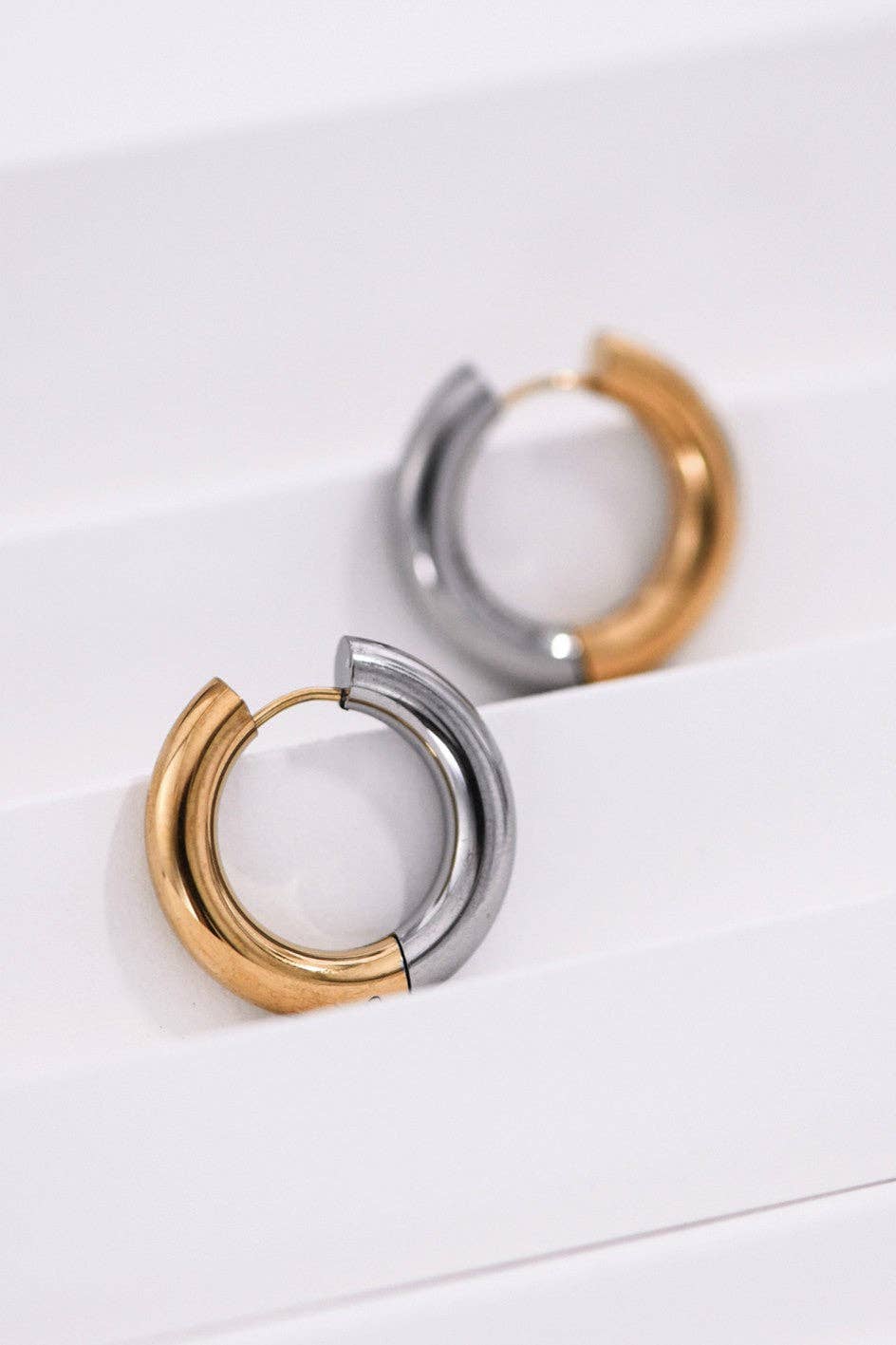 18K Gold Plated Waterproof Reversible Hoop Earrings