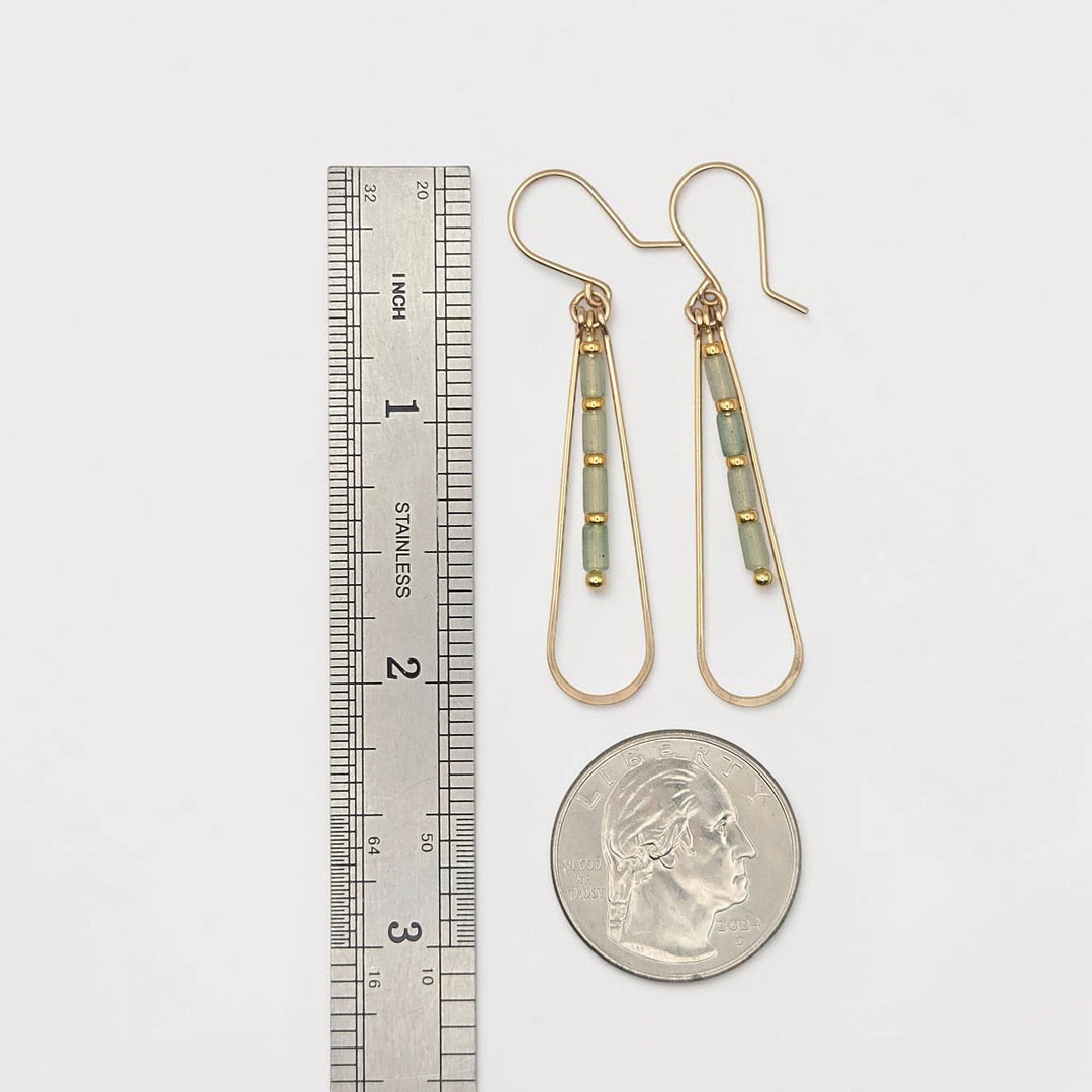 Green Aventurine and Gold Teardrop Hoop Earrings