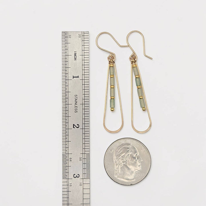 Green Aventurine and Gold Teardrop Hoop Earrings