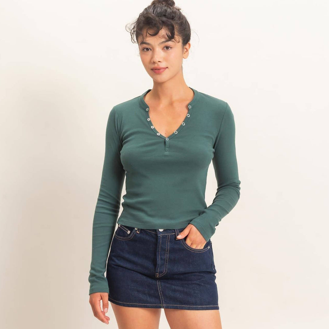 Dark Green Henley Top