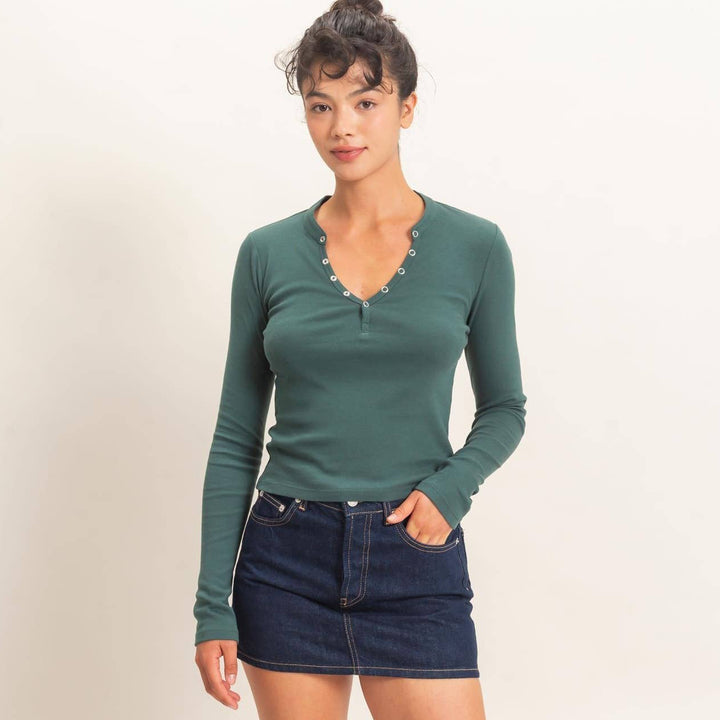 Dark Green Henley Top