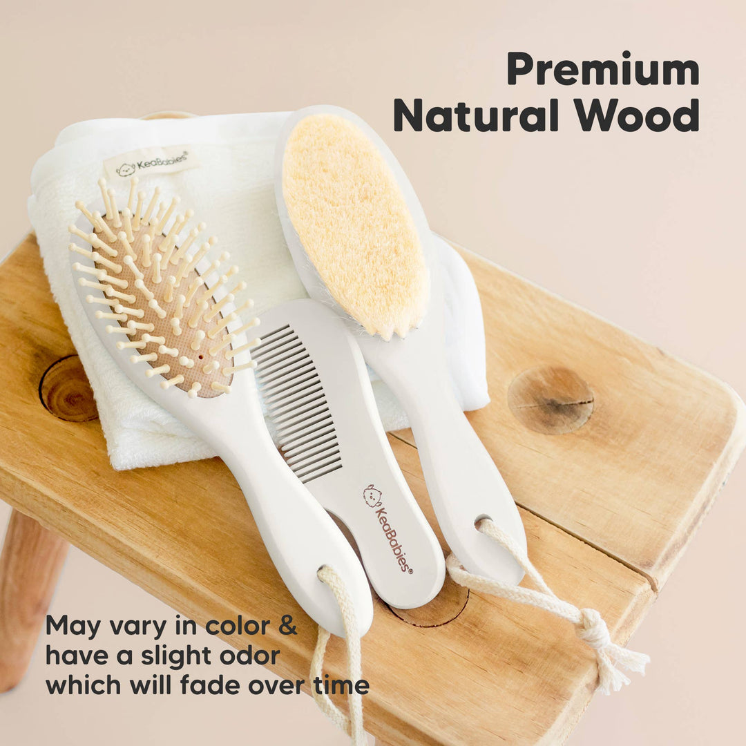 KeaBabies Baby Hair Brush and Comb Set - Vanilla