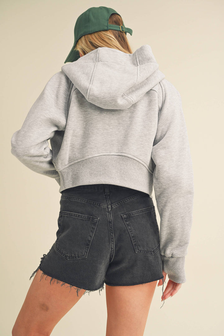 Deva Cropped Hooded Jacket Heather Gray