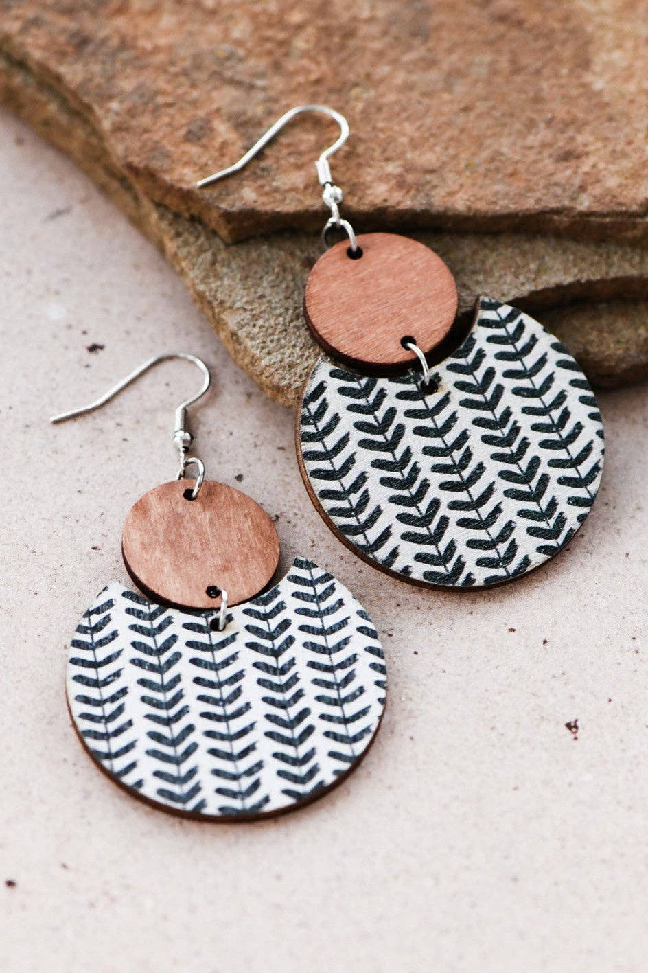 Boho Chic Printed Cork Wooden Dangle Earrings