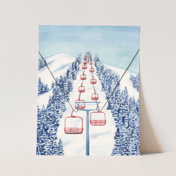 Ski Lift Watercolor Art Print