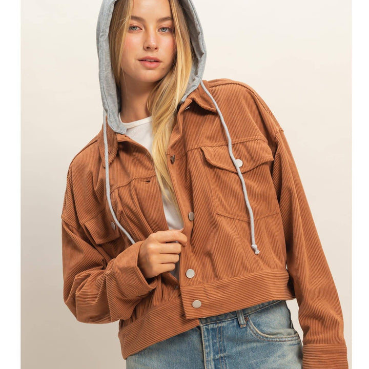 Corduroy Jacket With Detachable Hood