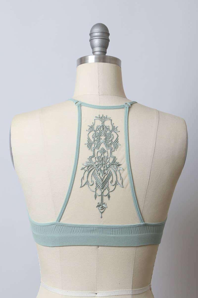Sage Tattoo Back Mesh Bralette