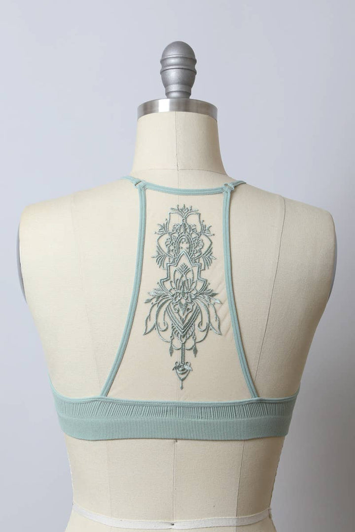 Sage Tattoo Back Mesh Bralette