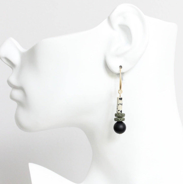Dalmatian Jasper and Lava Rock Earrings
